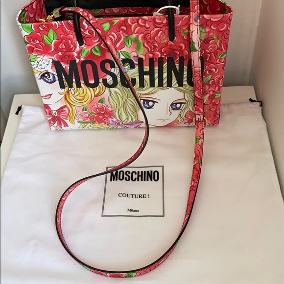 💯 Authentic Moschino Couture Red Leather Tote Bag - Picture 16 of 17